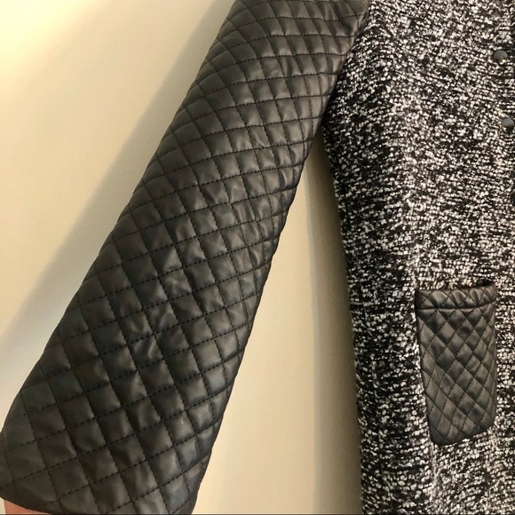 Tweed Pleather Coat - Picture 3 of 5